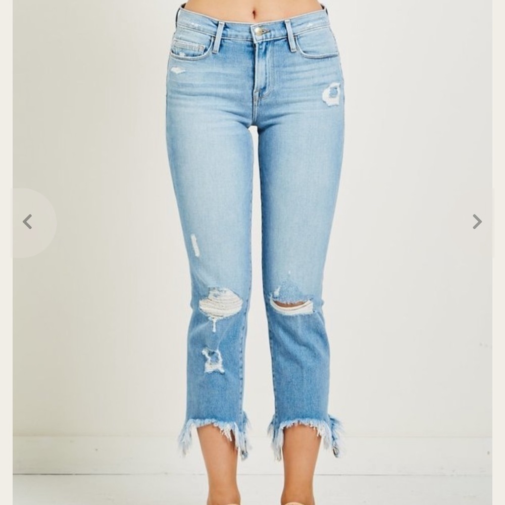 FRAME Le Nouveau Distressed Ankle Straight Leg Jeans